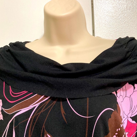 DRESS BARN Floral Cowl Round Neck Long Sleeve Blouse Top Women Medium Petite - Picture 3 of 8